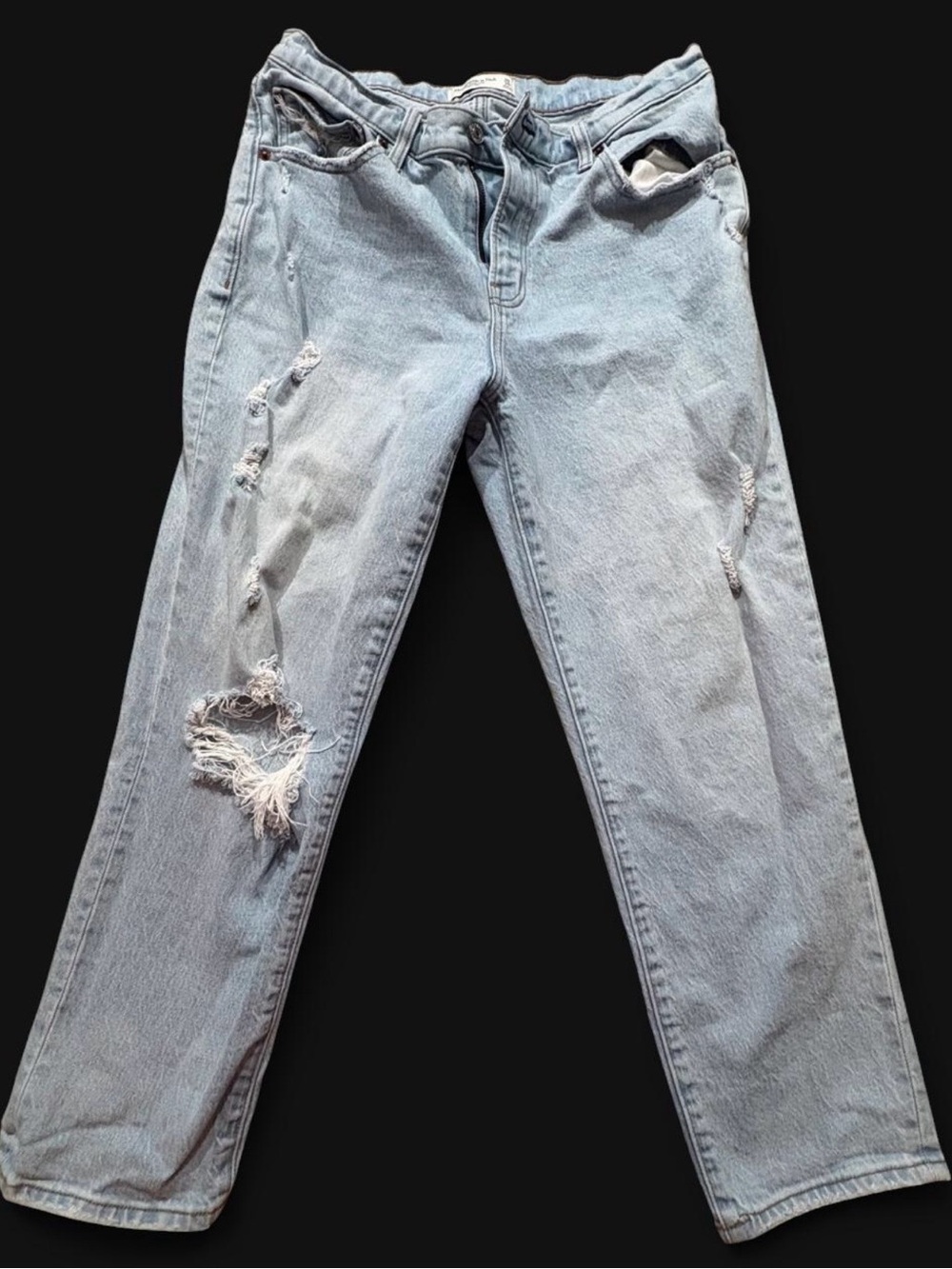 Abercrombie & Fitch Light Blue Distressed Boyfriend Jeans